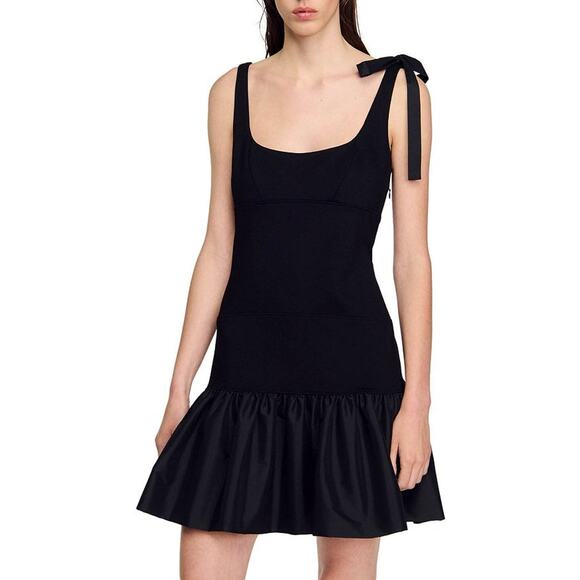 Sandro Dresses & Skirts - Sandro Ruffled Black Lolita Dress Size 34 FR / 2 US